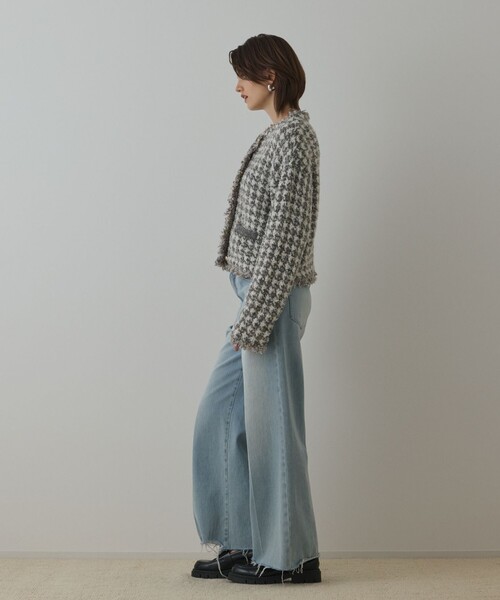 Diagram カーディガン ツイードニットショートカーディガン レディース  