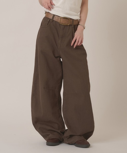 hazyl ステッチカーブパンツ茶色　 Sサイズ hazyl ジーンズ デニム デニムパンツ stitch curve pants / ステッチ