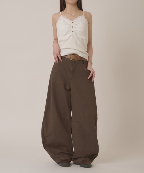 ジーンズ デニム デニムパンツ stitch curve pants / ステッチカーブパンツ レディース メンズの画像