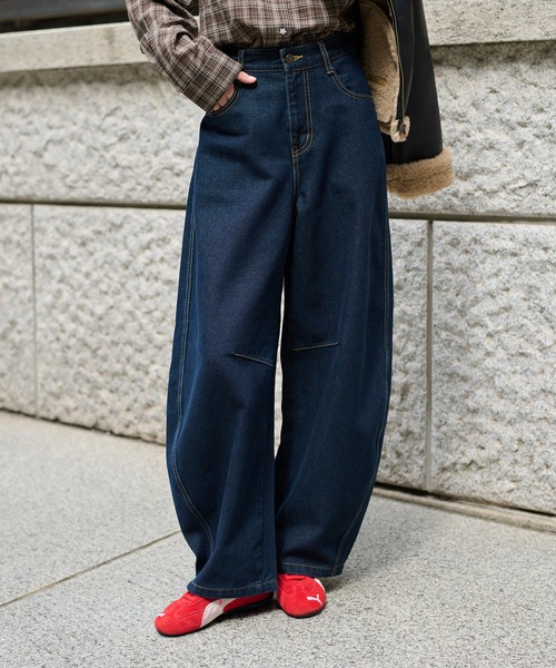 hazyl ジーンズ デニム デニムパンツ stitch curve pants / ステッチ