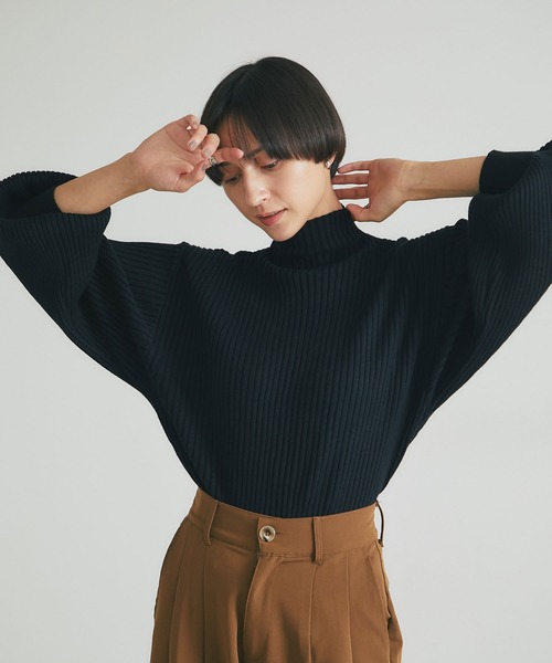 ボリュームスリーブニット カラーネップ ボリュームスリーブニット | AND ON JIONE STORE