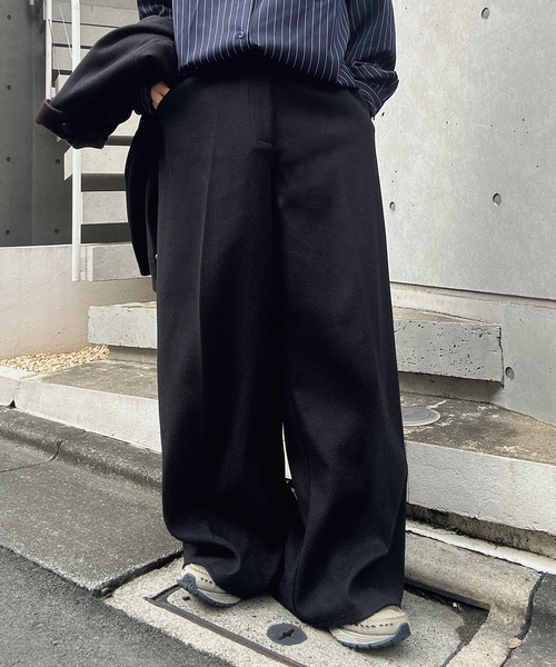 MandO（エムオー） スラックス フェイクウールノータックワイド