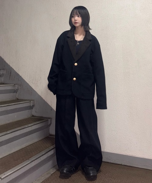 MandO（エムオー） スラックス フェイクウールノータックワイド