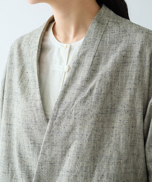 yuni ジャケット ノーカラージャケット slab nep tweed no collar