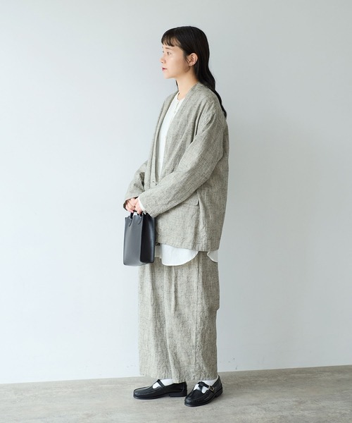 yuni ジャケット ノーカラージャケット slab nep tweed no collar