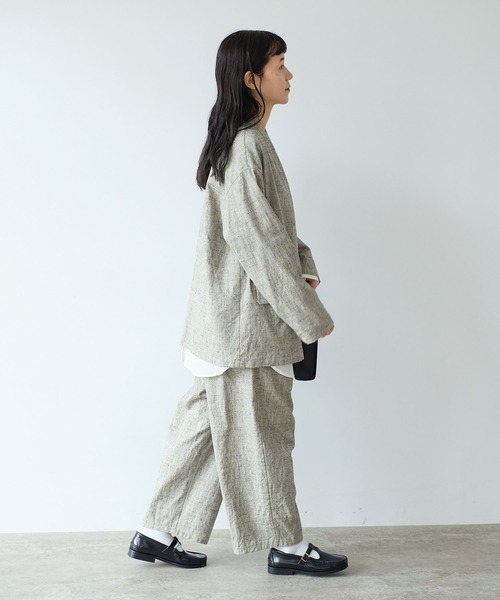 yuni ジャケット ノーカラージャケット slab nep tweed no collar