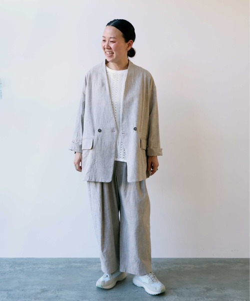 yuni ジャケット ノーカラージャケット slab nep tweed no collar