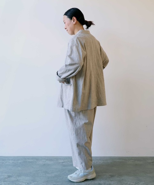 yuni ジャケット ノーカラージャケット slab nep tweed no collar