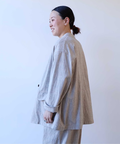 yuni ジャケット ノーカラージャケット slab nep tweed no collar