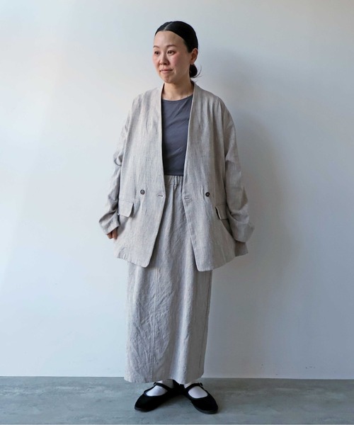 yuni ジャケット ノーカラージャケット slab nep tweed no collar