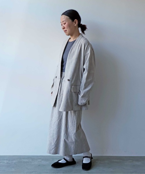 yuni ノーカラージャケット yuni ジャケット ノーカラージャケット slab nep tweed no collar