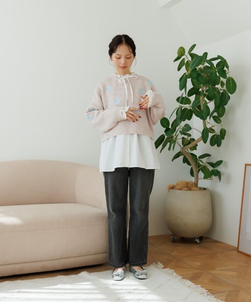 flower ニット セーター ブルーミングフラッフィーニット レディース