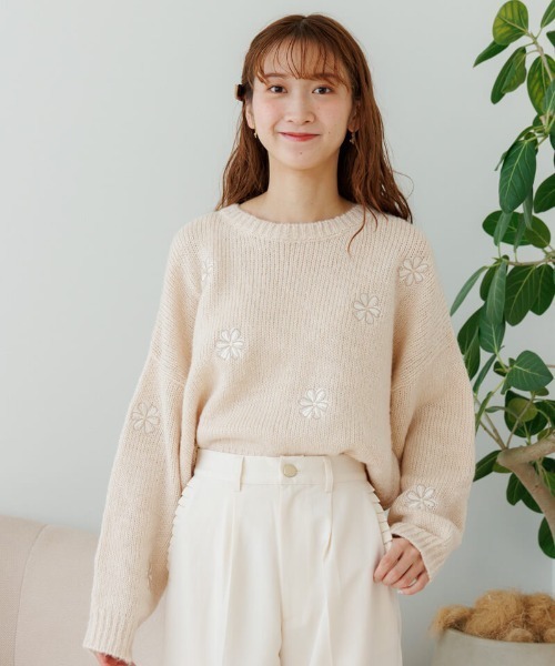 flower ニット セーター ブルーミングフラッフィーニット レディース