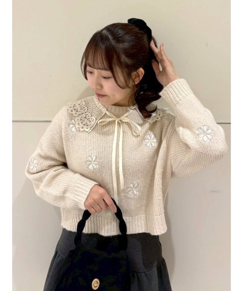 flower ニット セーター ブルーミングフラッフィーニット レディース