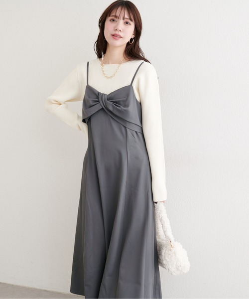 natural couture ワンピース 「osono」ねじりリボンキャミワンピース