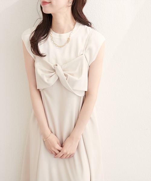 natural couture ワンピース 「osono」ねじりリボンキャミワンピース
