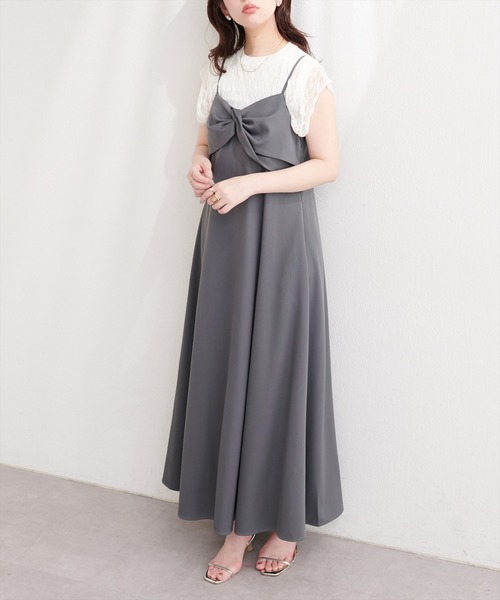 リボンキャミワンピース natural couture ワンピース 「osono」ねじりリボンキャミワンピース