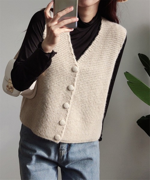 「MAISON DE THERESE」 ニットベスト FREE アイボリー レディース_画像5