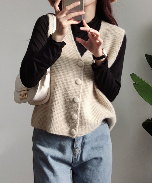 「MAISON DE THERESE」 ニットベスト FREE アイボリー レディース_画像6