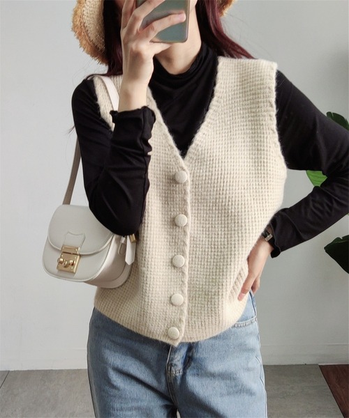 「MAISON DE THERESE」 ニットベスト FREE アイボリー レディース_画像7