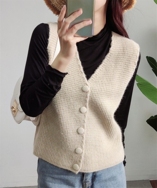 「MAISON DE THERESE」 ニットベスト FREE アイボリー レディース_画像9