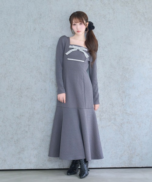 Rose Muse（ロゼミューズ） ワンピース Lace ribbon knit sew one