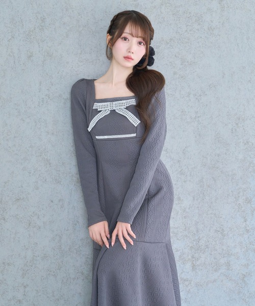 Rose Muse（ロゼミューズ） ワンピース Lace ribbon knit sew one