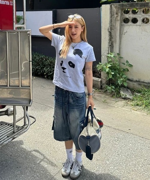 「FreeZone」 デニムハーフパンツ L ブルー メンズ_画像9