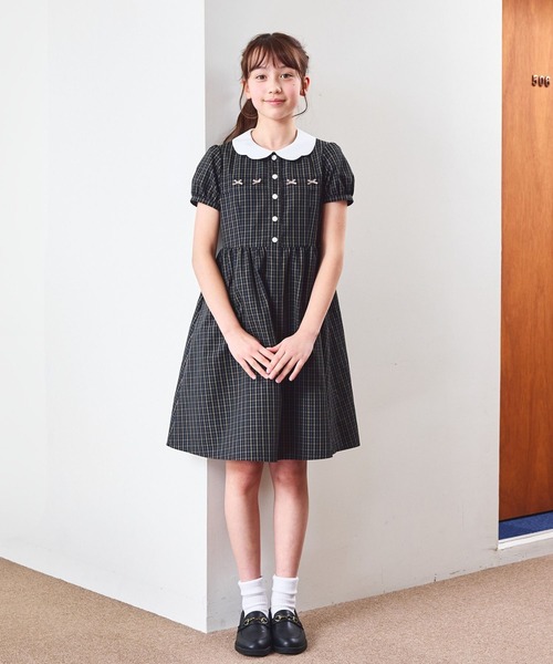 CHOPIN（ショパン） ワンピース 「ジュニア」ダークチェックミニリボン