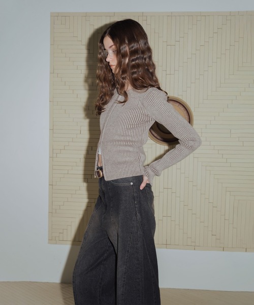 「Mili affinity」 ニットカーディガン FREE ベージュ レディース_画像3