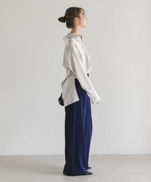 レオナールスポーツ スラックスパンツ ジップフライ ストレッチ グレー  