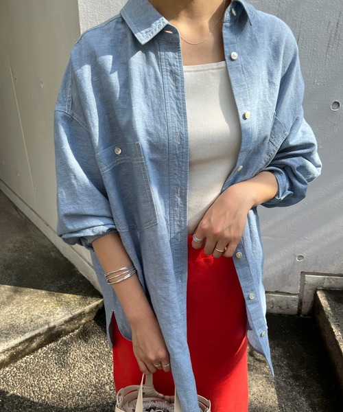 「SHENERY」 長袖シャツ FREE ライトブルー レディース_画像3