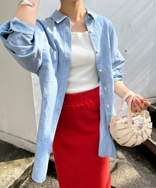 「SHENERY」 長袖シャツ FREE ライトブルー レディース_画像4