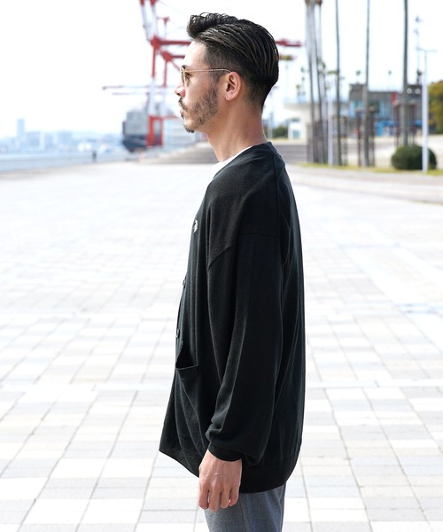 「U.S. POLO ASSN.」 ニットカーディガン MEDIUM ブラック メンズ_画像3