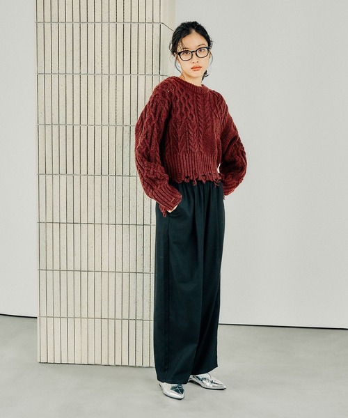 「LEPSIM」 イージーパンツ FREE グレー レディース_画像6