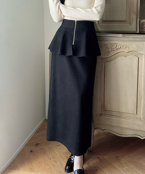 「Meiru」 ロングスカート MEDIUM チャコール レディース_画像2