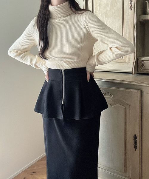 「Meiru」 ロングスカート MEDIUM チャコール レディース_画像4