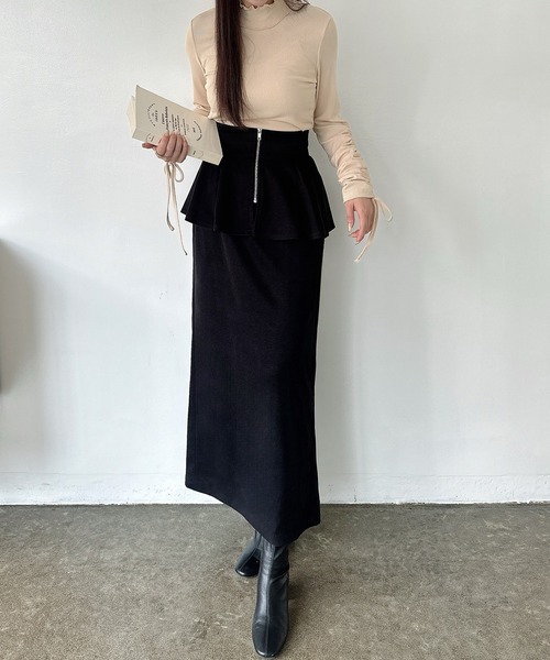 「Meiru」 ロングスカート MEDIUM チャコール レディース_画像6