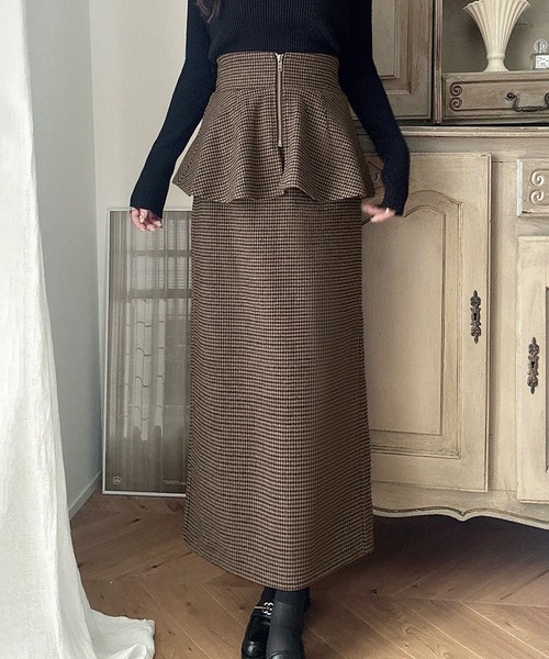 「Meiru」 ロングスカート MEDIUM チャコール レディース_画像7