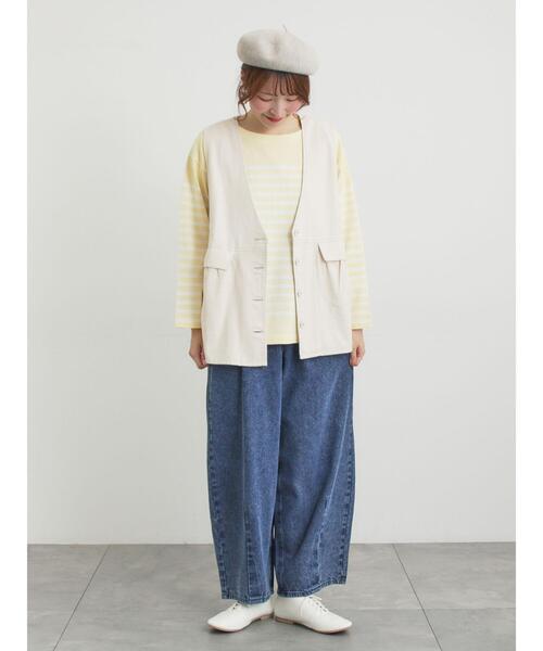 パンツ 「新色追加」「オーガニックコットン」デニムバレルパンツ レディースの画像