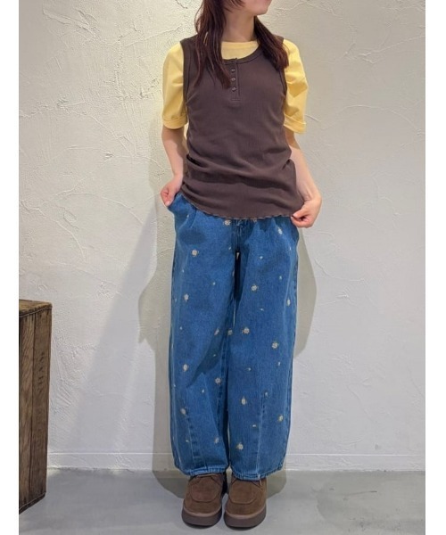 パンツ 「新色追加」「オーガニックコットン」デニムバレルパンツ レディースの画像