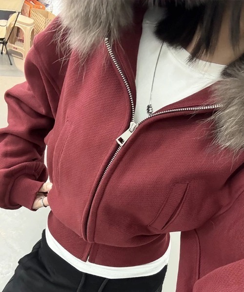 「CELENA BEATS」 ジップアップパーカー M レッド レディース_画像3