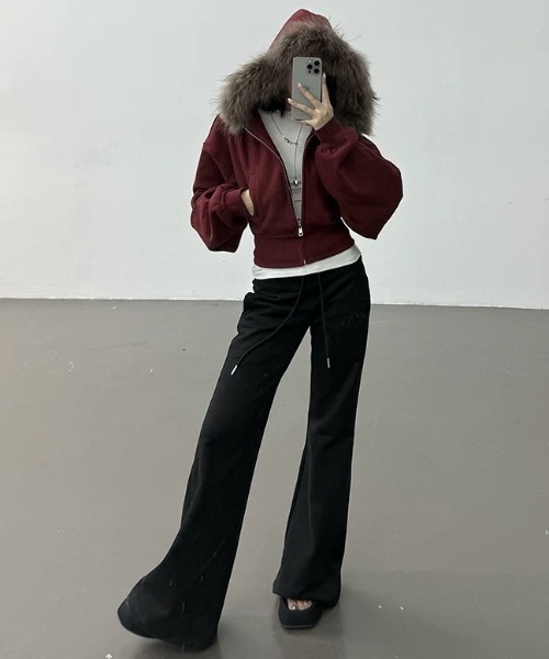 「CELENA BEATS」 ジップアップパーカー M レッド レディース_画像4