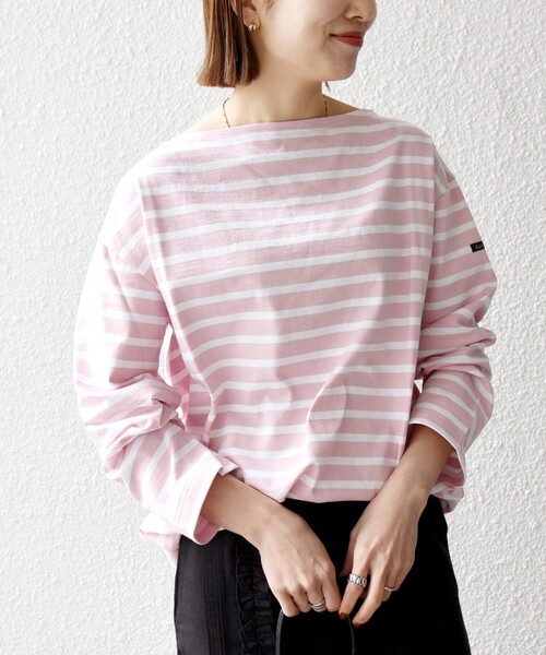 カットソー(長袖+七分) LE MINOR OFF SHOULDER BORDER ルミノア Le minor ボーダー カットソー 七分袖 バスクシャツ フランス