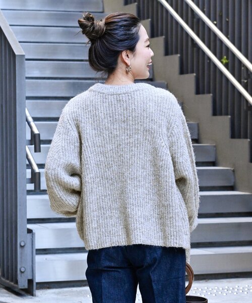 「B.C STOCK」 「Simplicite」長袖ニット FREE チャコールグレー レディース_画像3