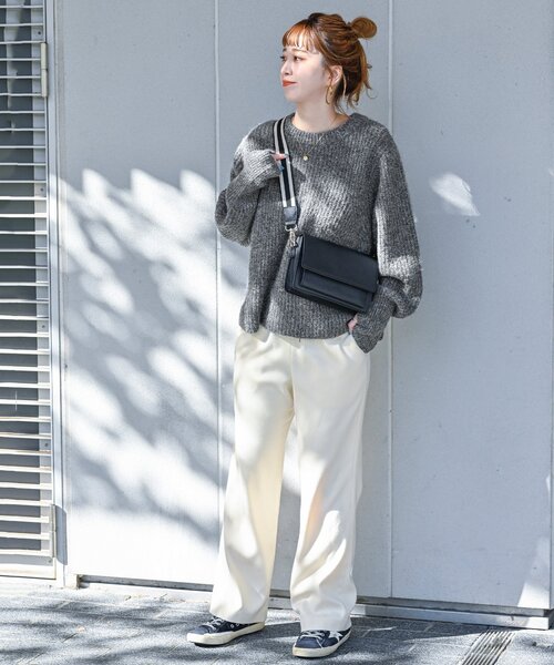 「B.C STOCK」 「Simplicite」長袖ニット FREE チャコールグレー レディース_画像4