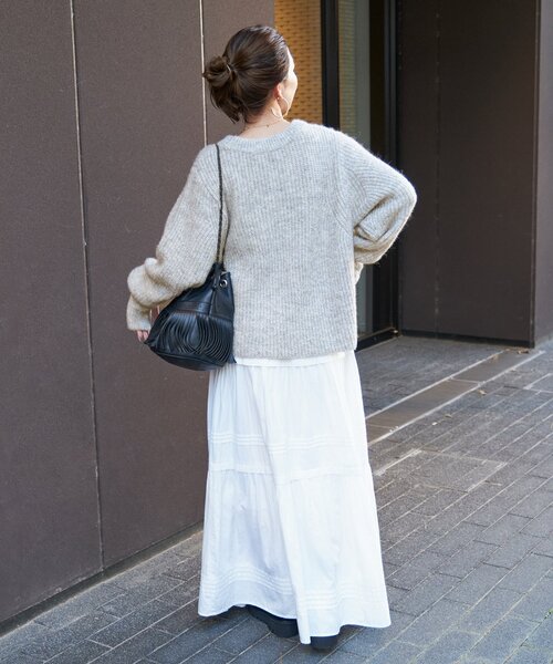 「B.C STOCK」 「Simplicite」長袖ニット FREE チャコールグレー レディース_画像5