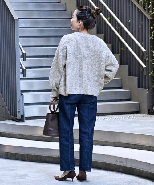 「B.C STOCK」 「Simplicite」長袖ニット FREE チャコールグレー レディース_画像7