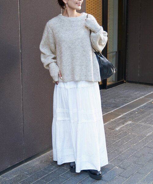 「B.C STOCK」 「Simplicite」長袖ニット FREE チャコールグレー レディース_画像9