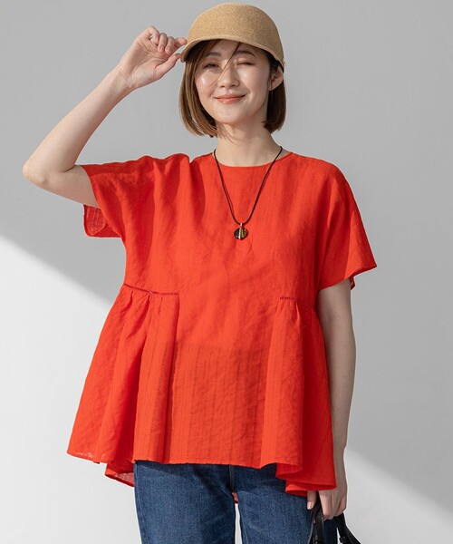 23区（ニジュウサンク） 半袖ブラウス 38 レッド レディース 